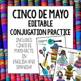 Cinco de Mayo Conjugation Practice EDITABLE Worksheet End 