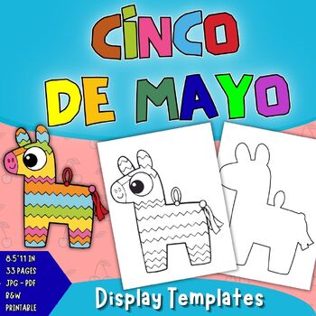 Preview of Cinco de Mayo Craft Activity: Sombrero hat, Piñata, Mexico Symbols Templates