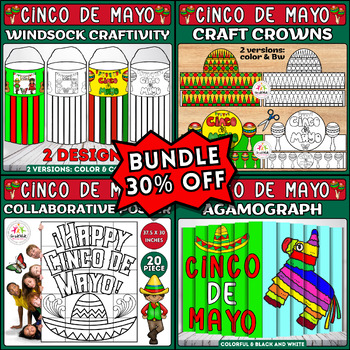 Preview of Cinco de Mayo Craft Bundle: Collaborative Poster, Agamograph, Sombrero Activity