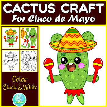 Preview of Cinco de Mayo Craft, Cactus Craft, Cinco de Mayo Bulletin Board, Cactus Coloring