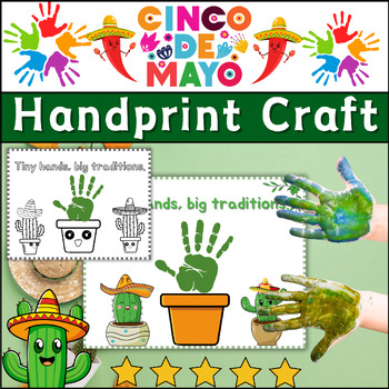 Preview of Cinco de Mayo Craft - Handprint Art Keepsake - Cinco de Mayo Handprint Cactus