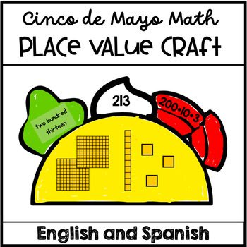 Preview of Cinco de Mayo Craft Math Place Value Differentiated in English and Spanish