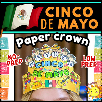 Preview of Cinco de Mayo Craft PAPER CROWN/ hat/ headband Coloring Art Project No-prep