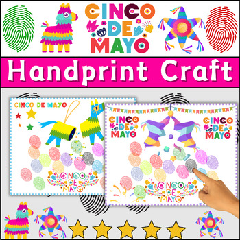 Preview of Cinco de Mayo Craft - Pinata Fingerprint Art Keepsake ⭐ Template Color ⭐