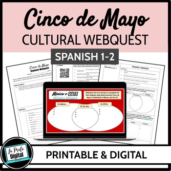 Preview of Cinco de Mayo Spanish Culture Activities - Spanish 1 2 Webquest, sub plan