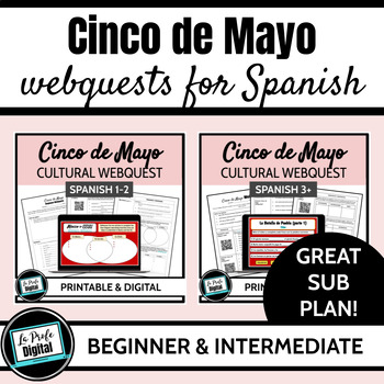 Preview of Cinco de Mayo Spanish Class Cultural Webquest Activities - Spanish 1 2 3 BUNDLE
