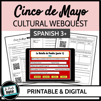 Preview of Cinco de Mayo Spanish Class Culture Activities Webquest - Spanish 3 4 AP