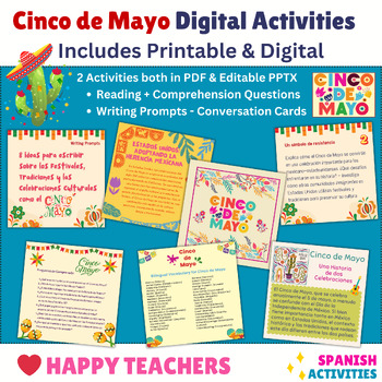 Preview of Cinco de Mayo Digital Activities Celebrating History, Culture, and Conversation