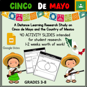 Preview of Cinco de Mayo Distance Learning Research Project for Google Slides GRADES 3 up