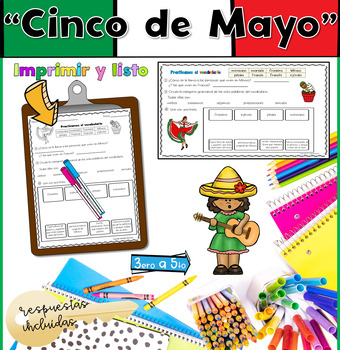 Preview of Cinco de Mayo Spanish Reading Comprehension Spelling Grammar Geography  Espanol 