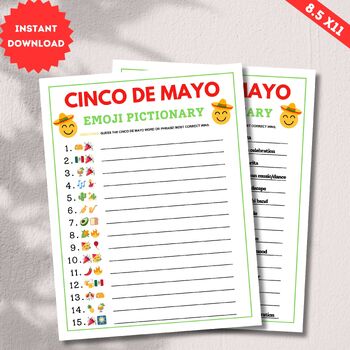 Cinco de Mayo Emoji Pictionary Party Game | Mexican Party Games | TPT