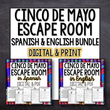 Preview of Cinco de Mayo Escape Room Bundle Spanish and English