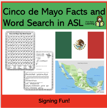 Preview of Cinco de Mayo Facts and Word Search (ASL / American Sign Language)