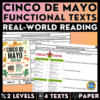 Preview of Cinco de Mayo Funtional Texts - Real-World Reading & Comprehension Worksheets