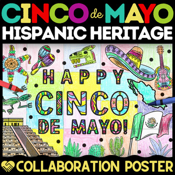 Preview of Cinco de Mayo Hispanic Heritage Collaborative Poster Activity | Spanish Mexico