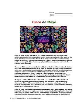Preview of Cinco de Mayo: History and Significance Worksheet!