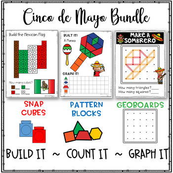 Preview of Cinco de Mayo Holiday Activities Bundle-Geoboards, Snap Cubes, Pattern Blocks