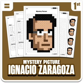 Preview of Cinco de Mayo Ignacio Zaragoza Math Mystery Picture | Grade 1 Operations ENGLISH