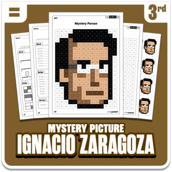 Preview of Cinco de Mayo Ignacio Zaragoza | Math Mystery Picture | Grade 3 Operations EN/ES