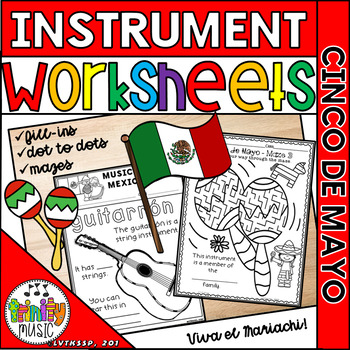 Preview of Music of Mexico (and/or Cinco de Mayo Celebrations) Instrument Worksheets
