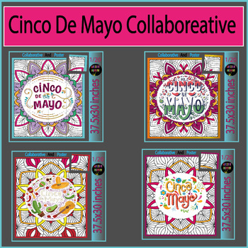 Preview of Cinco de Mayo : Latin America Doodles Collaborative Coloring Poster Mexico