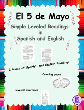 Preview of Cinco de Mayo Leveled Readings, Worksheets and Coloring in Spanish and English