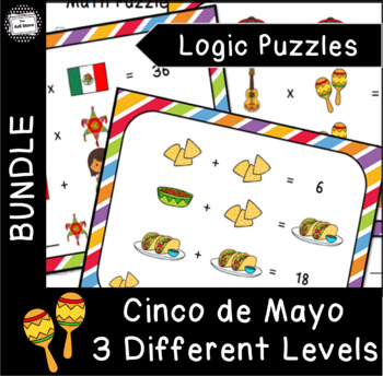 Preview of Cinco de Mayo Logic Puzzle Brain Teaser Enrichment Task Card Activity Bundle