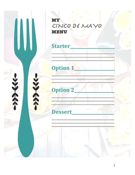 Preview of Cinco de Mayo Menu- Cultural Learning Experience