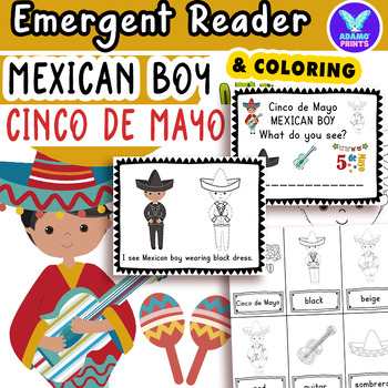 Preview of Cinco de Mayo Mexican Boy - Emergent Reader Kindergarten Mini Books