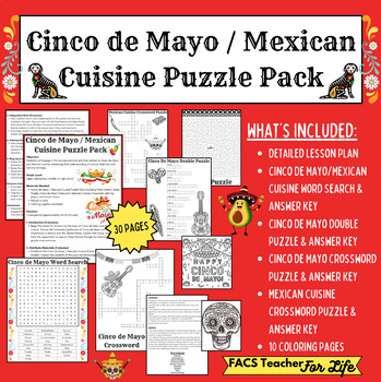 Preview of Cinco de Mayo/Mexican Cuisine Puzzle Pack: FACS, Spanish, MS/HS, NO PREP