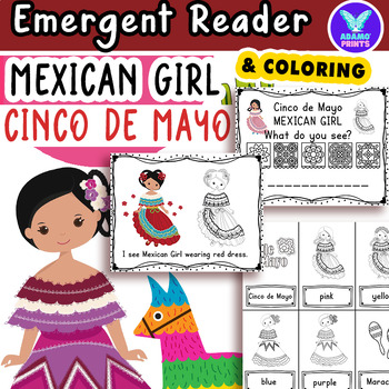 Preview of Cinco de Mayo Mexican Girl- Emergent Reader Kindergarten Mini Books
