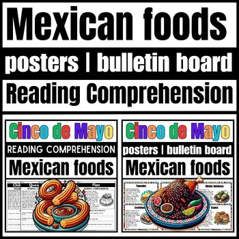 Preview of Cinco de Mayo | Mexican foods Reading Comprehension | posters | bulletin board