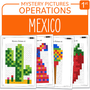 Preview of Cinco de Mayo Mexico Math Mystery Pictures Grade 1 Additions Subtractions