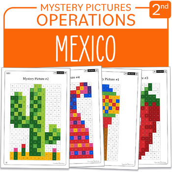 Preview of Cinco de Mayo Mexico Math Mystery Pictures Grade 2 Additions Subtractions