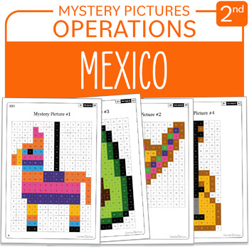 Preview of Cinco de Mayo Mexico Math Mystery Pictures Grade 2 Additions Subtractions