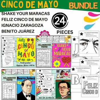 Preview of Cinco de Mayo Mural Project collaborative posters Craft BUNDLE