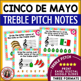 Cinco de Mayo Music Activities - Treble Clef Notes Workshe