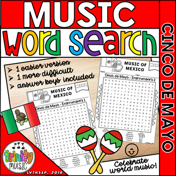 Preview of Music of Mexico (Cinco de Mayo) Word Search - Freebie