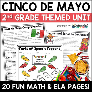 Cinco de Mayo NO PREP Worksheets & Digital Math & ELA Activities