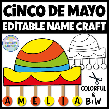 Preview of Cinco de Mayo Name Craft Mexico Culture Classroom Decor Headbands Activities