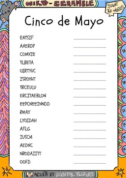 Cinco de Mayo No Prep Word Scramble Puzzle Worksheet Activity | TPT