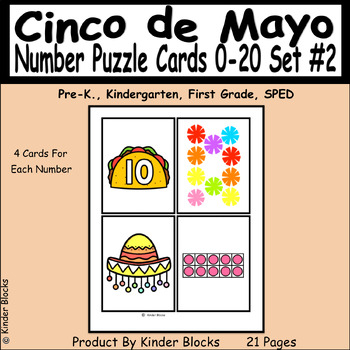 Preview of Cinco de Mayo Number Puzzle Cards #2
