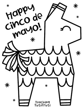 Preview of Piñata Cinco de Mayo Coloring Page (by TeachingTutifruti)