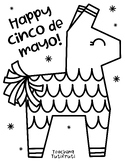 Piñata Cinco de Mayo Coloring Page (by TeachingTutifruti)