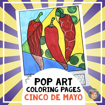 Preview of Fun Cinco de Mayo Activity: Pop Art Coloring Pages by Art with Jenny K!