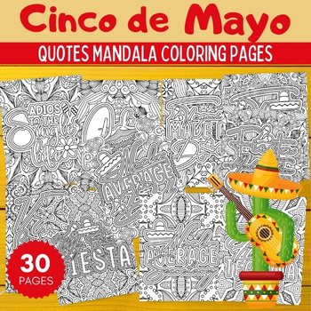Preview of Cinco de Mayo Quotes Mandala Coloring Pages Sheets - Mexican Fiesta Activities