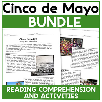Preview of Cinco de Mayo READING COMPREHENSION AND ACTIVITIES English and Spanish