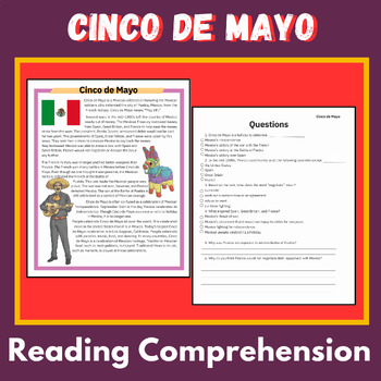 Cinco de Mayo Reading Comprehension Activity Worksheets printable