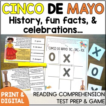 Cinco de Mayo Reading Comprehension Task cards Print Digital by EL Friendly