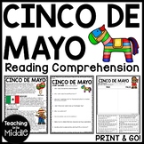 Cinco de Mayo Reading Comprehension Worksheet May 5th Mexico